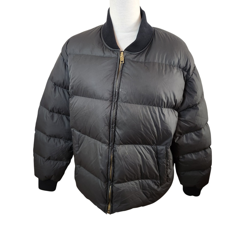Eddie‎ Bauer Womens L Reissue Original Bomber Puffer Jacket Black 650 Goose Down